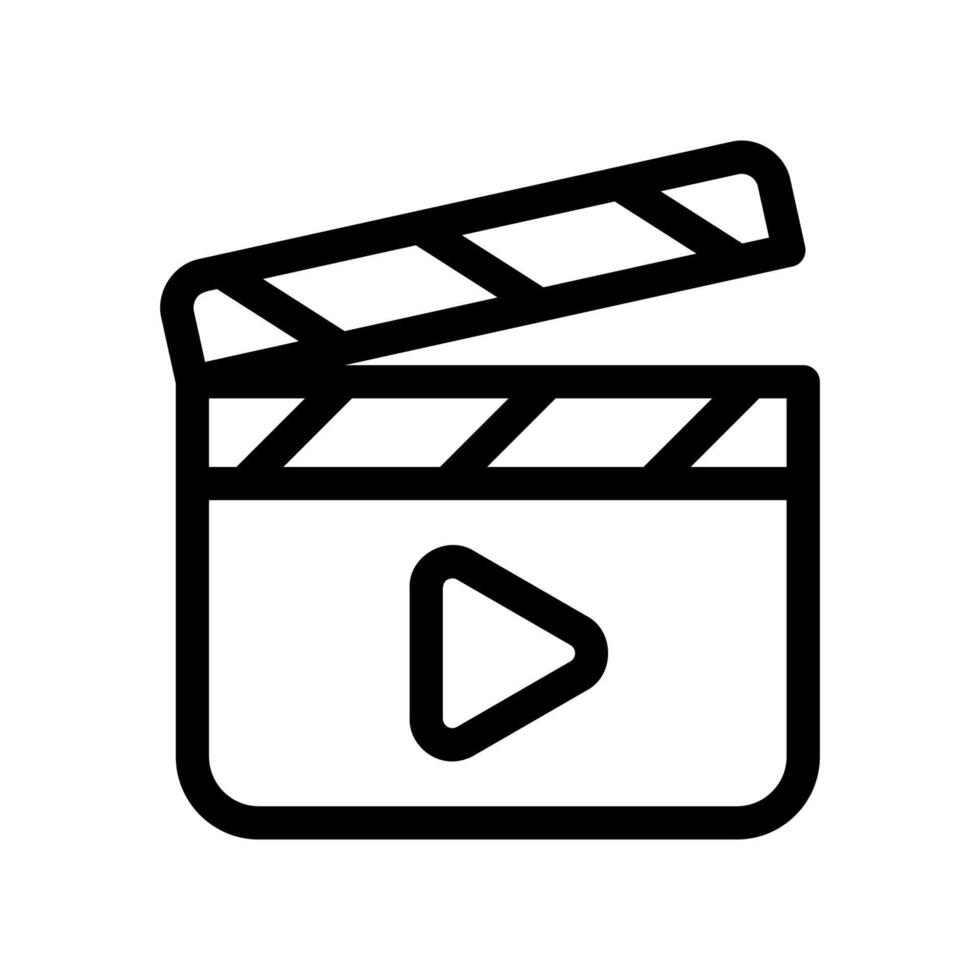 Movie clapperboard with play button symbolizing playback or film industry vector
