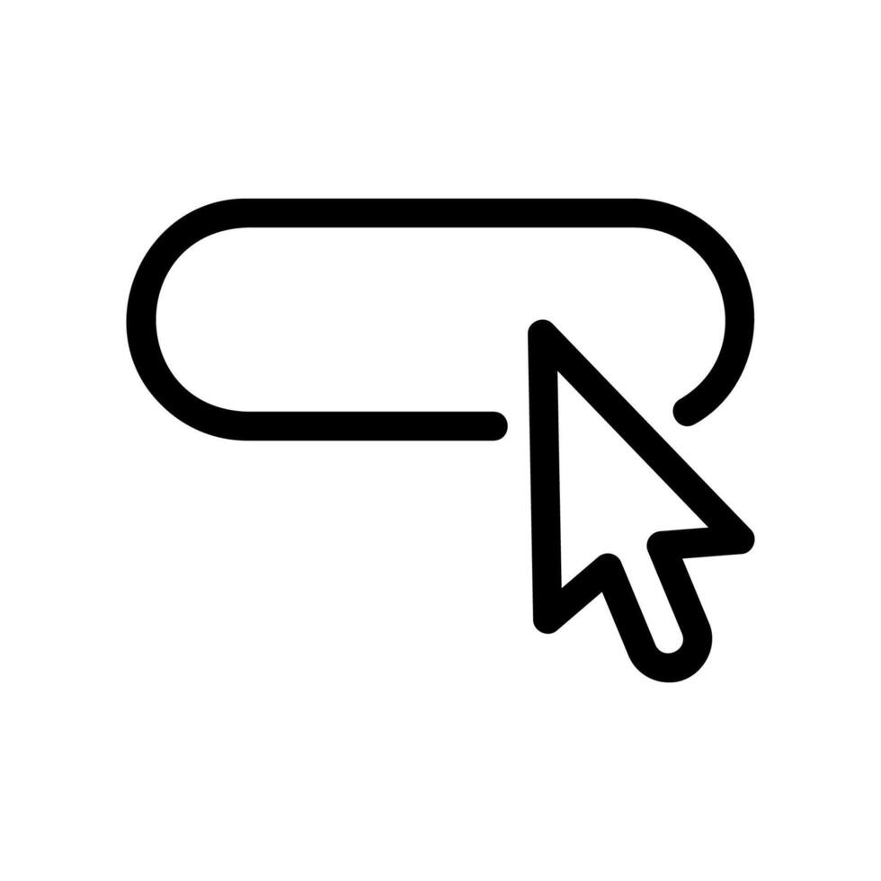 Cursor pointing at an elongated button indicating a click action or selection vector