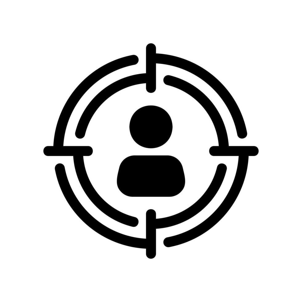 User icon within target scope indicating audience focus or selection process vector