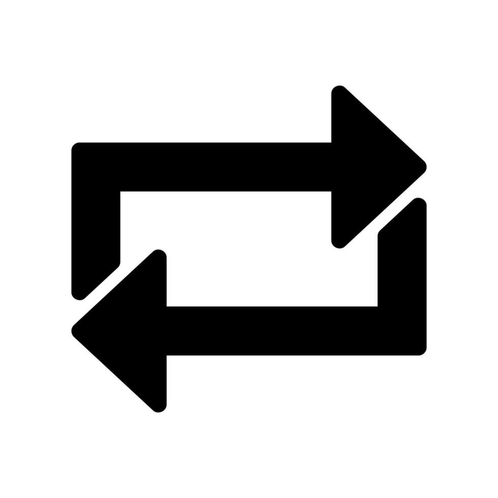 Solid square arrows icon indicating repeat, loop, reload, or exchange vector