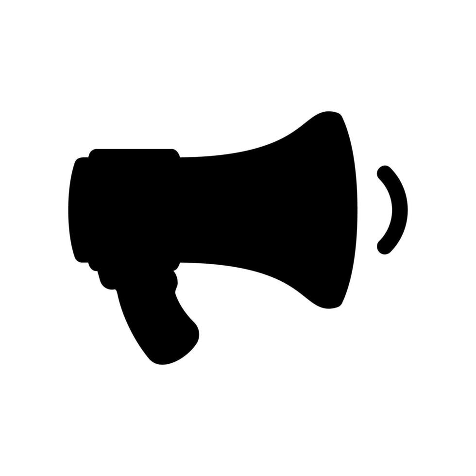 Solid megaphone icon variant with subtle sound wave for audio alerts vector