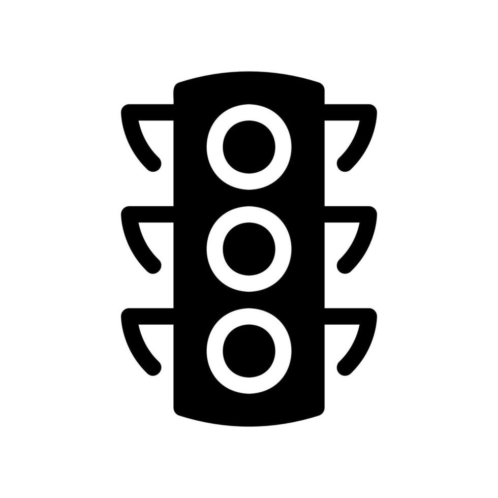 Vertical traffic light signal icon with red, amber, yellow lights shown vector