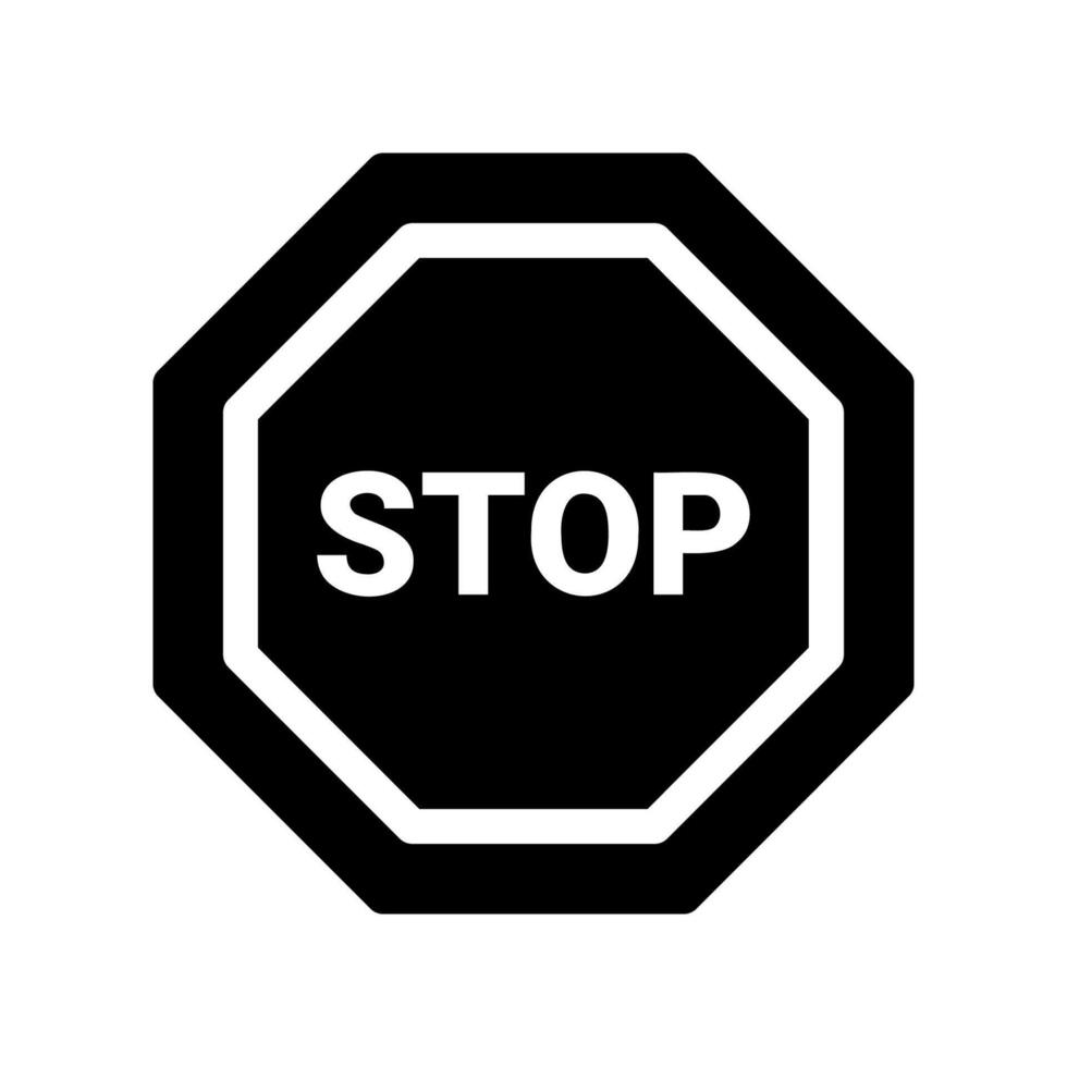 Octagonal stop sign icon commanding vehicles to halt before proceeding vector