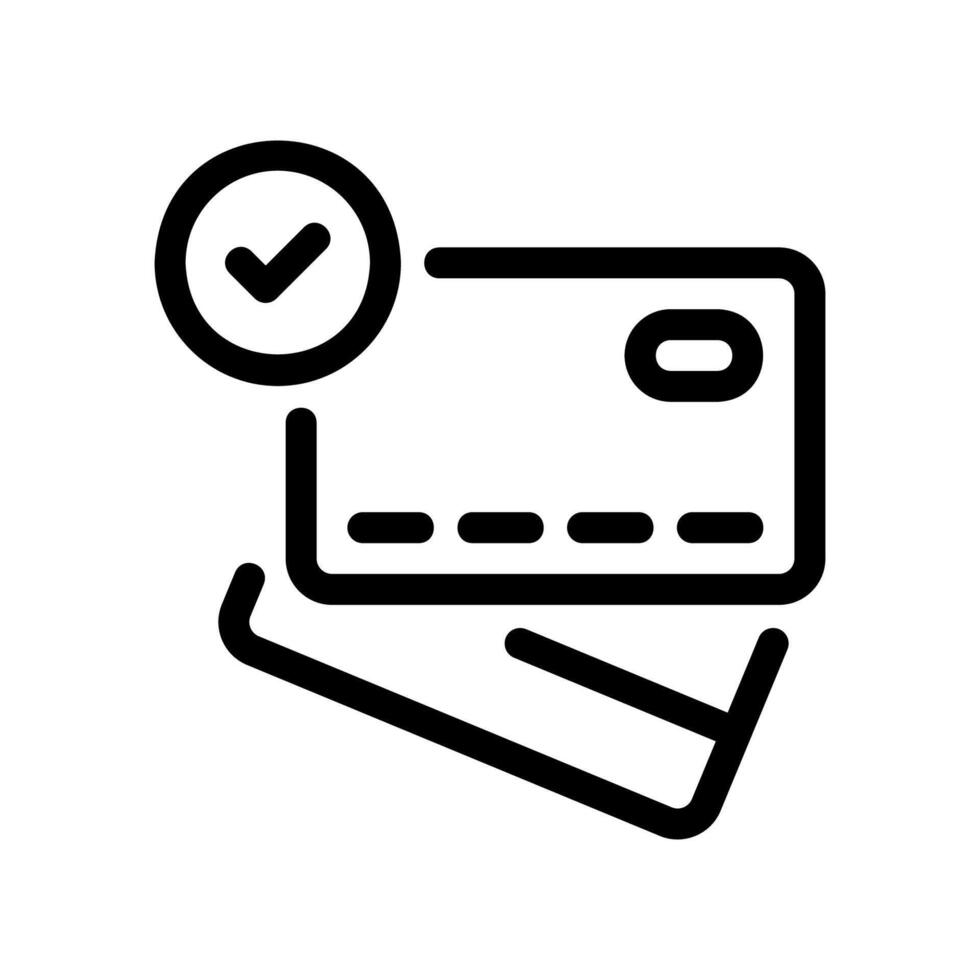 Outline icon of multiple verified payment cards indicating accepted methods vector