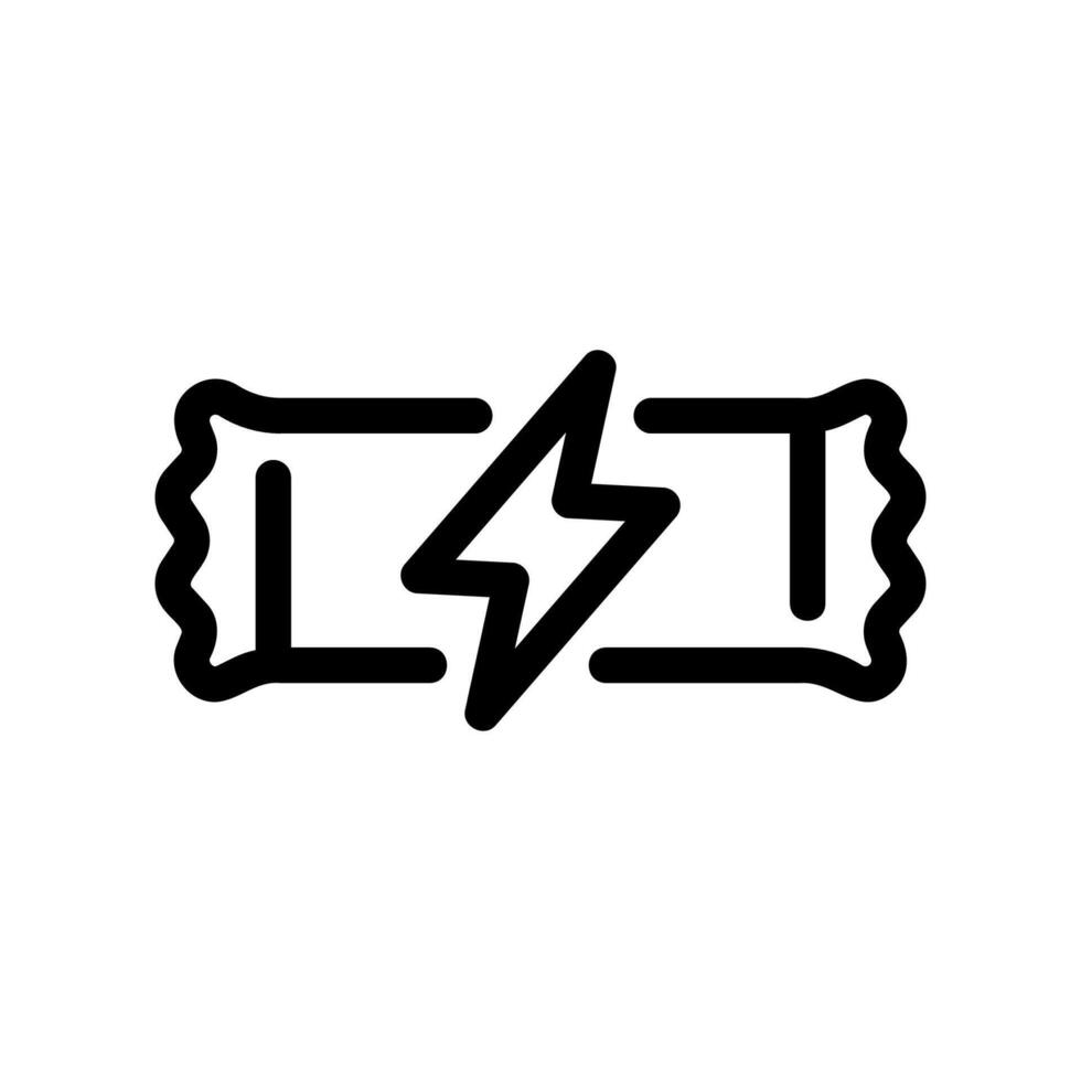 Wrapped energy bar icon with lightning symbol for quick nutrition boost snack vector