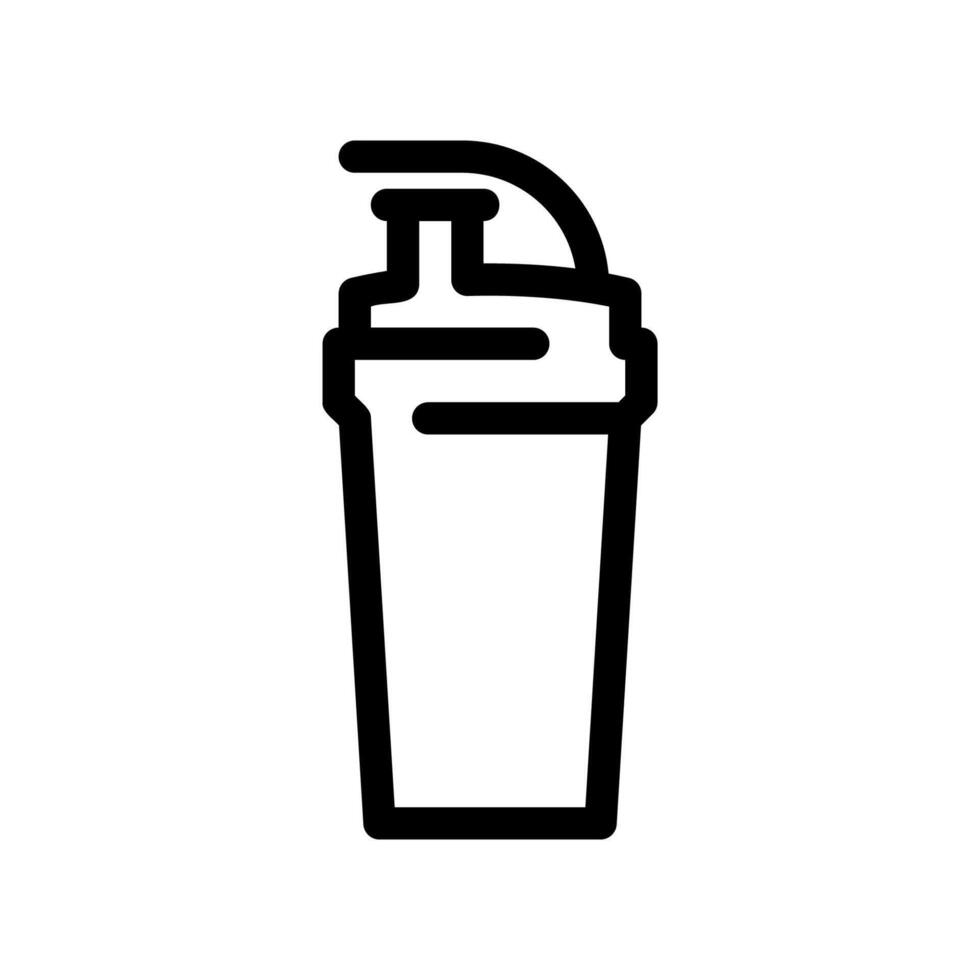 Sports shaker bottle outline icon for mixing protein or supplement drinks vector