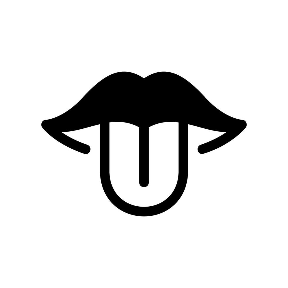 Playful expression showing lips and extended tongue icon vector