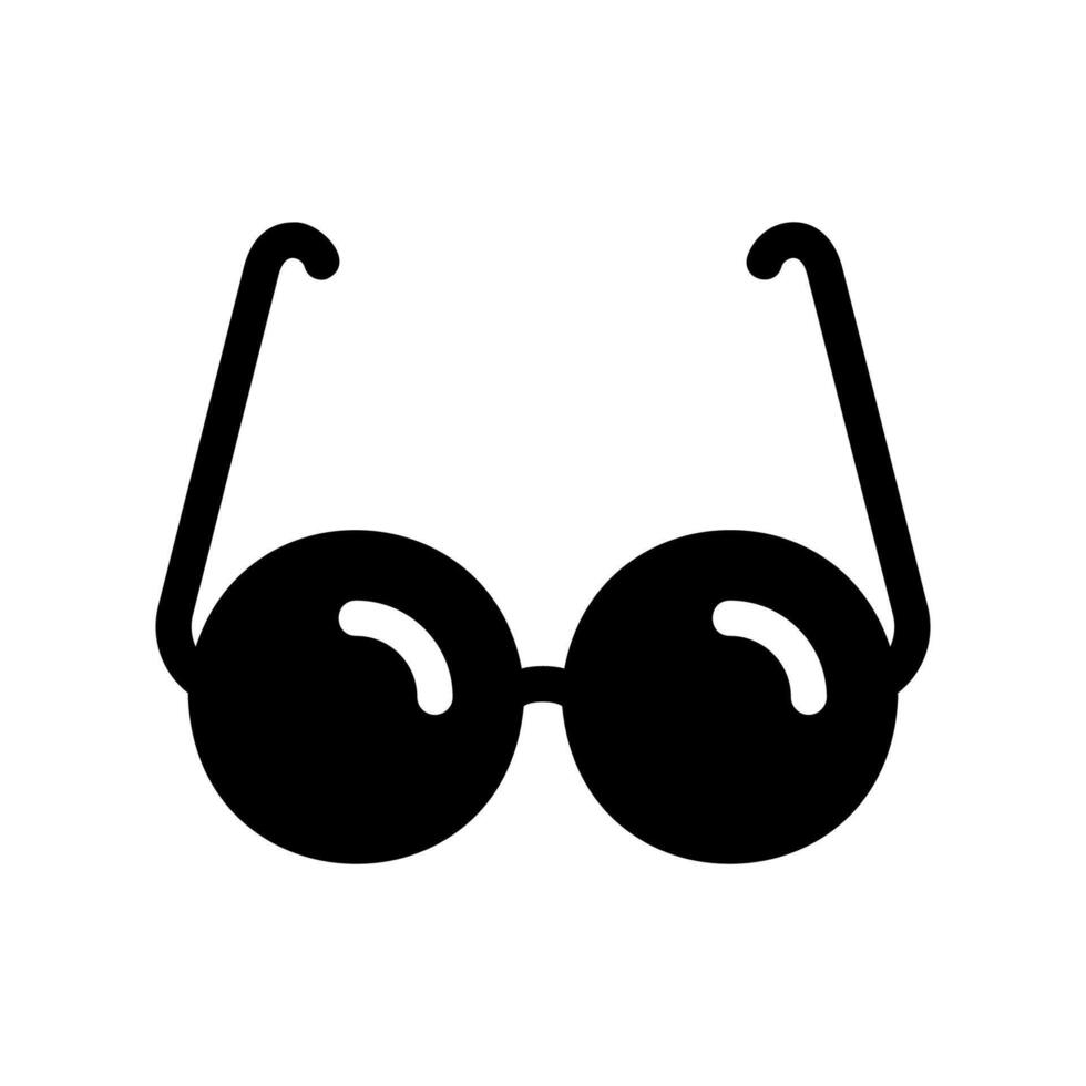 Round eyeglasses glyph icon representing vision correction, reading, or style vector