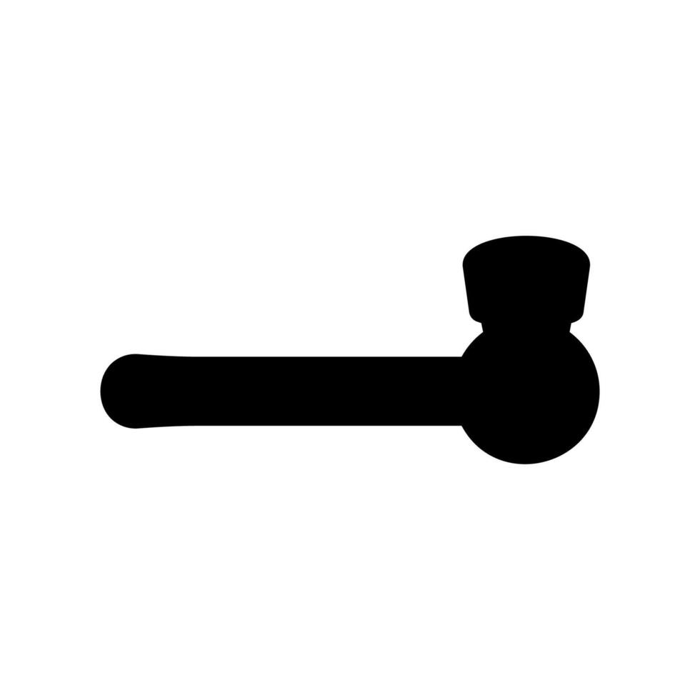 Simple horizontal smoking pipe icon for tobacco or herbs vector