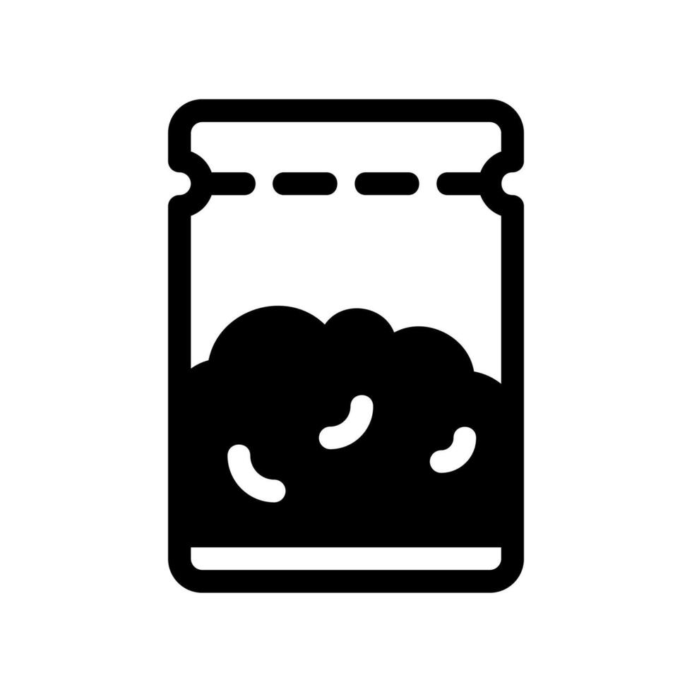 Glass storage jar filled with dried herbal matter icon vector