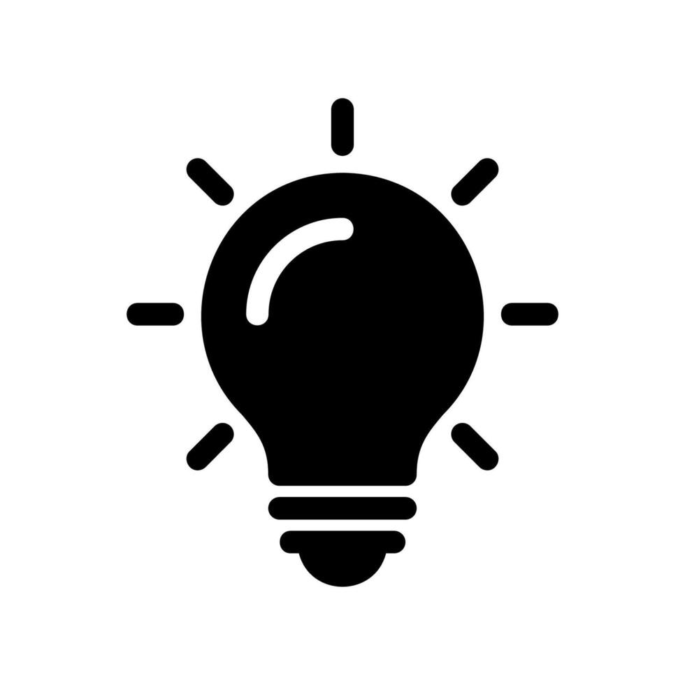 Brightly lit electric light bulb icon representing idea symbol vector