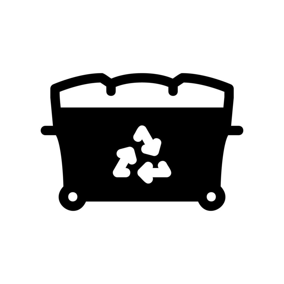 Large wheeled dumpster with recycling symbol for collection vector