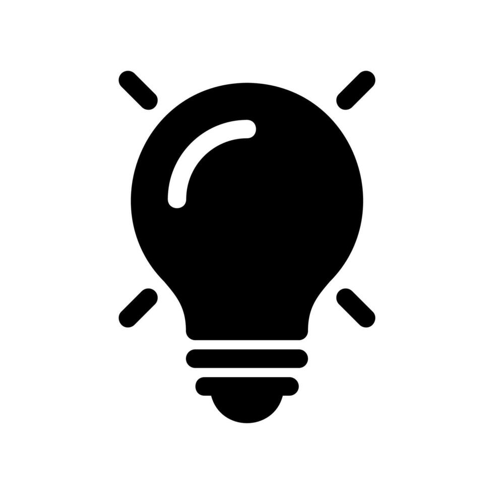 Illuminated electric light bulb icon signifying idea or energy vector