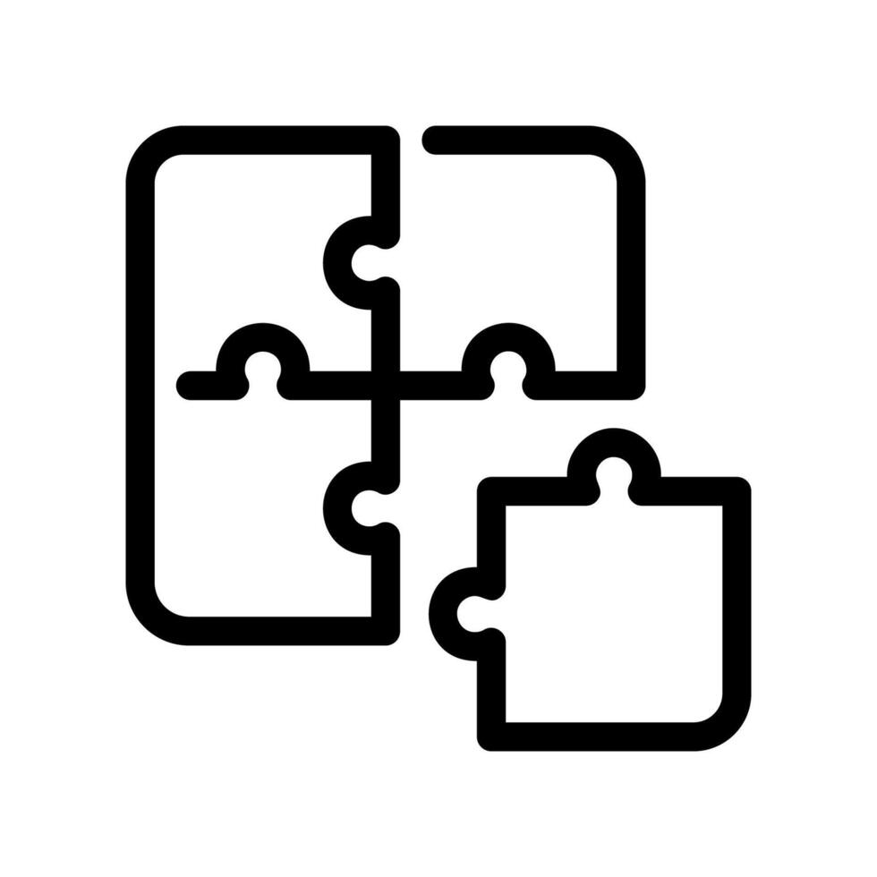 Interlocking puzzle pieces outline signifying solutions and integration strategy vector