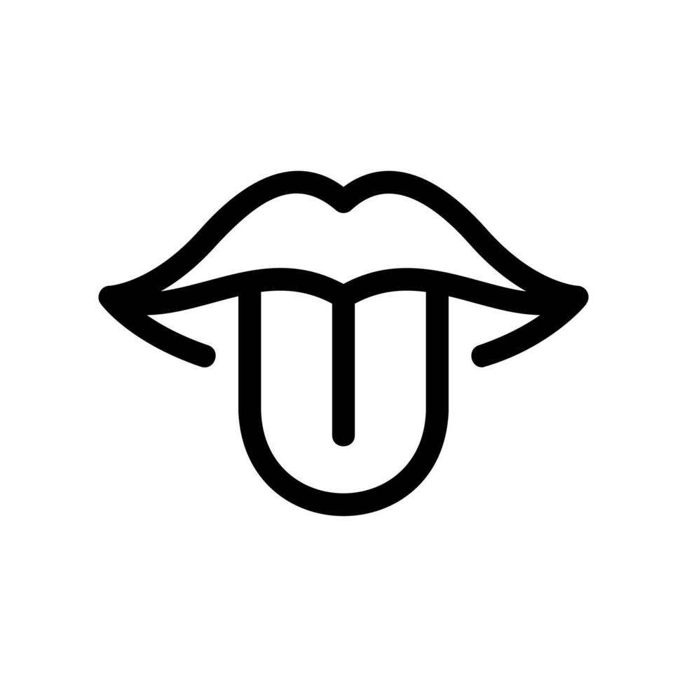 Outline icon of playful lips expression showing tongue teasingly clearly vector