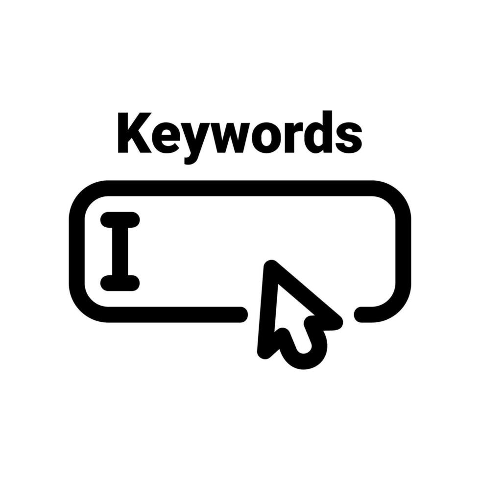 Outline Keywords input field with cursor for search term entry data clearly vector