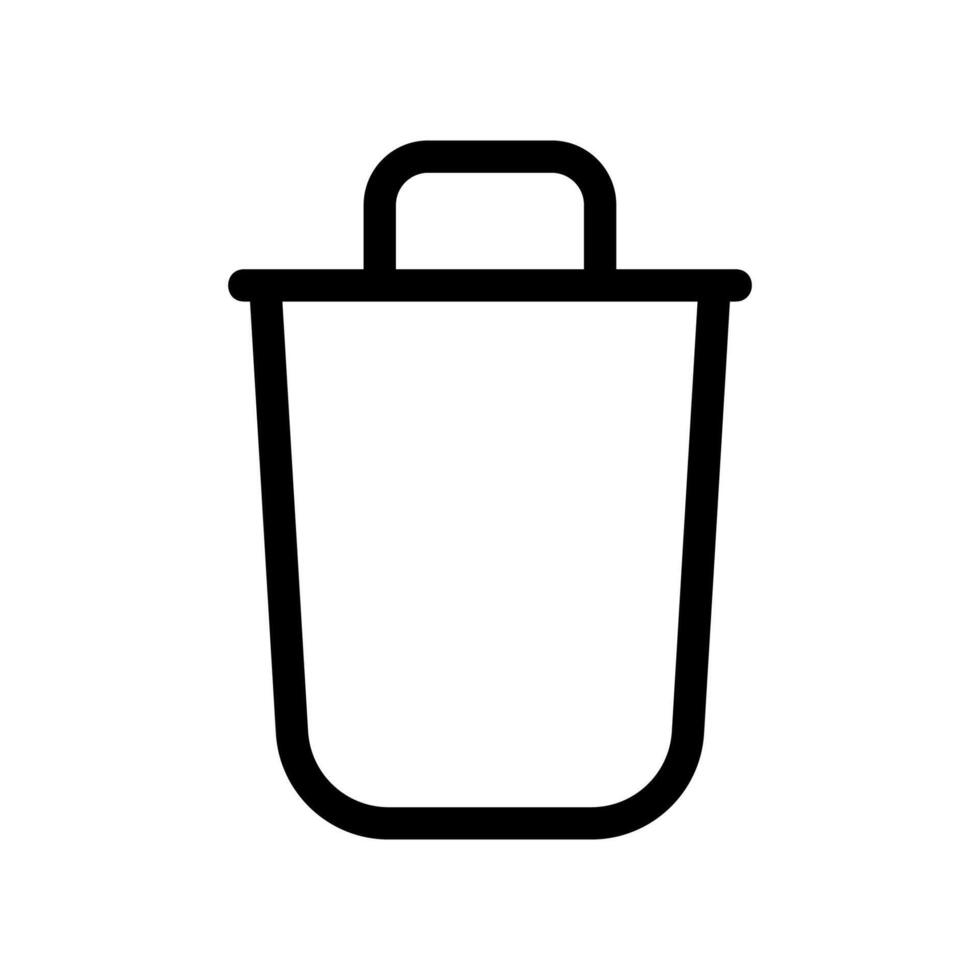 Outline simple trash can waste bin container receptacle for garbage disposal clearly shown icon vector