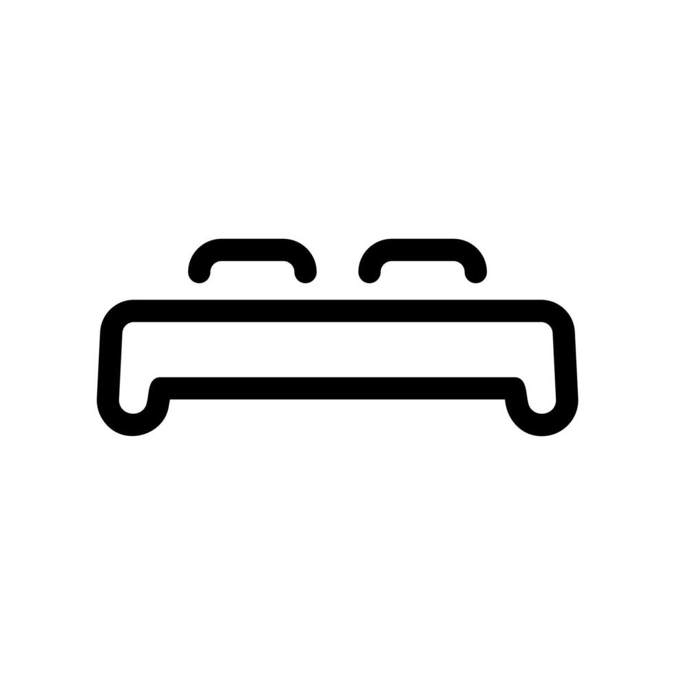 Simplified double bed icon showing sleeping furniture outline with two pillows vector