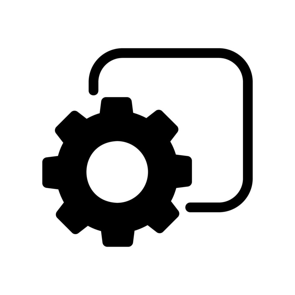 Gear icon within a frame symbolizing module settings or contained configuration vector