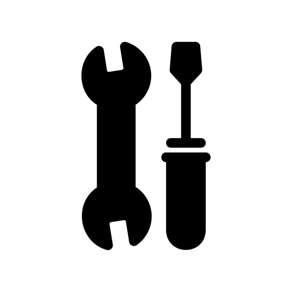 Repair tools icon featuring wrench and screwdriver for maintenance tasks vector