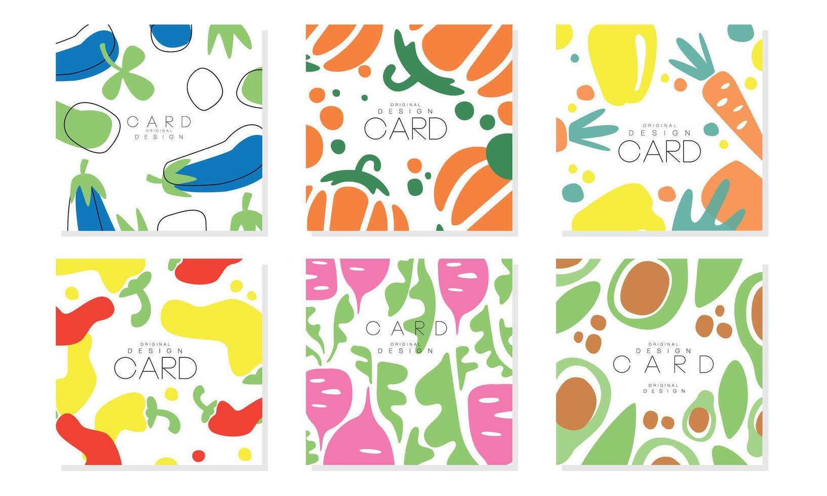 Collection of Cards with Vegetables, Healthy Food Design Element Illustration vector