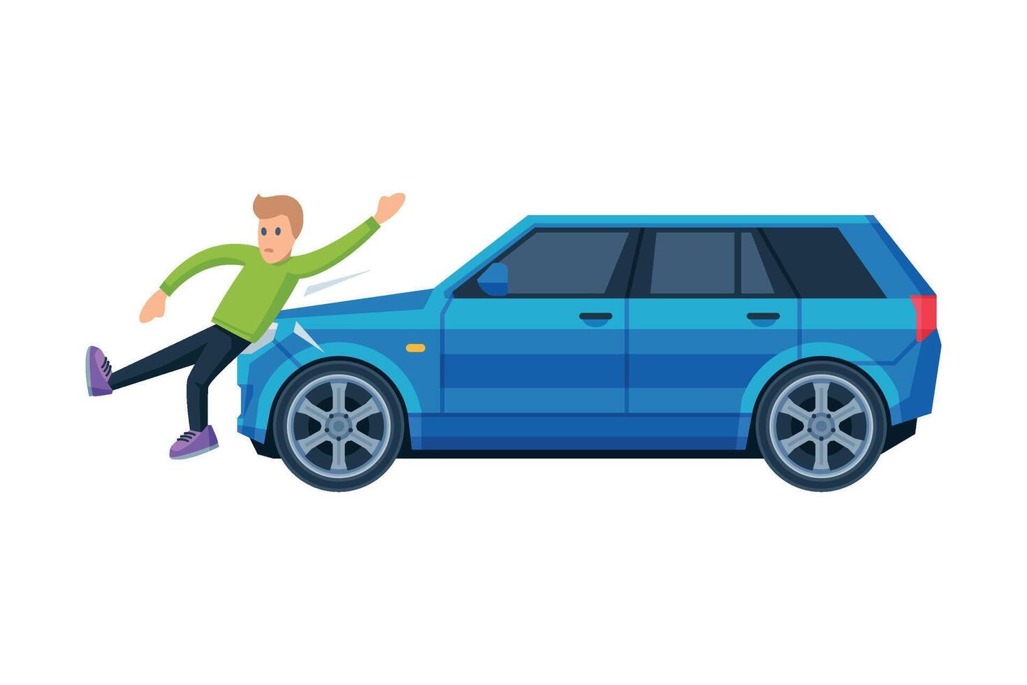 Car Hitting Pedestrian on the Street, Road Accident Flat Illustration vector