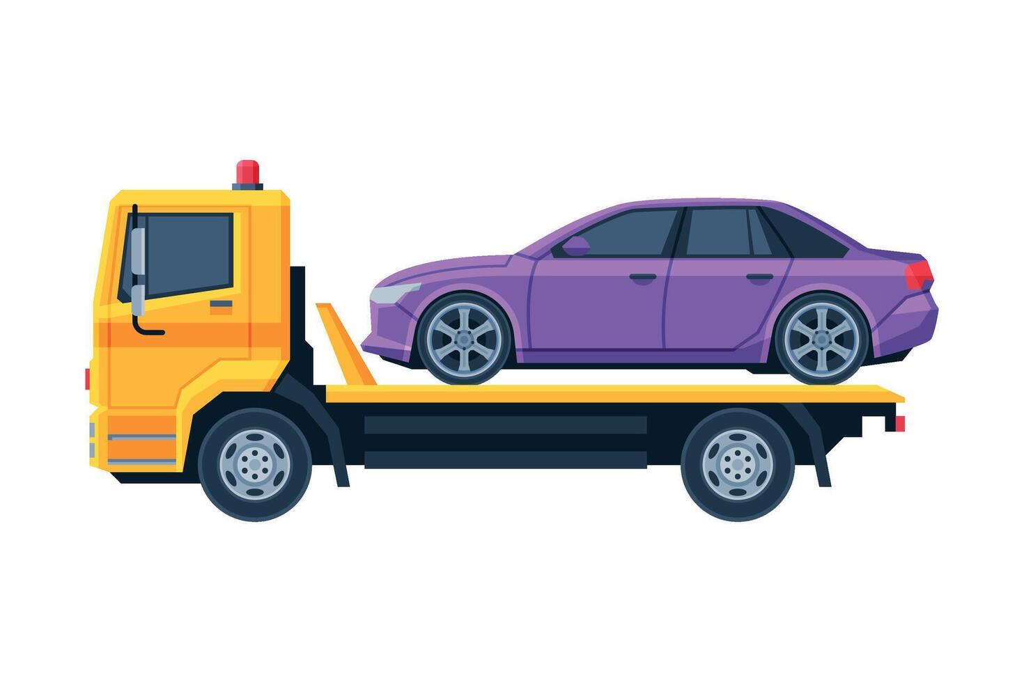 Car Evacuator with Damaged Car, Auto Accident Flat Illustration vector