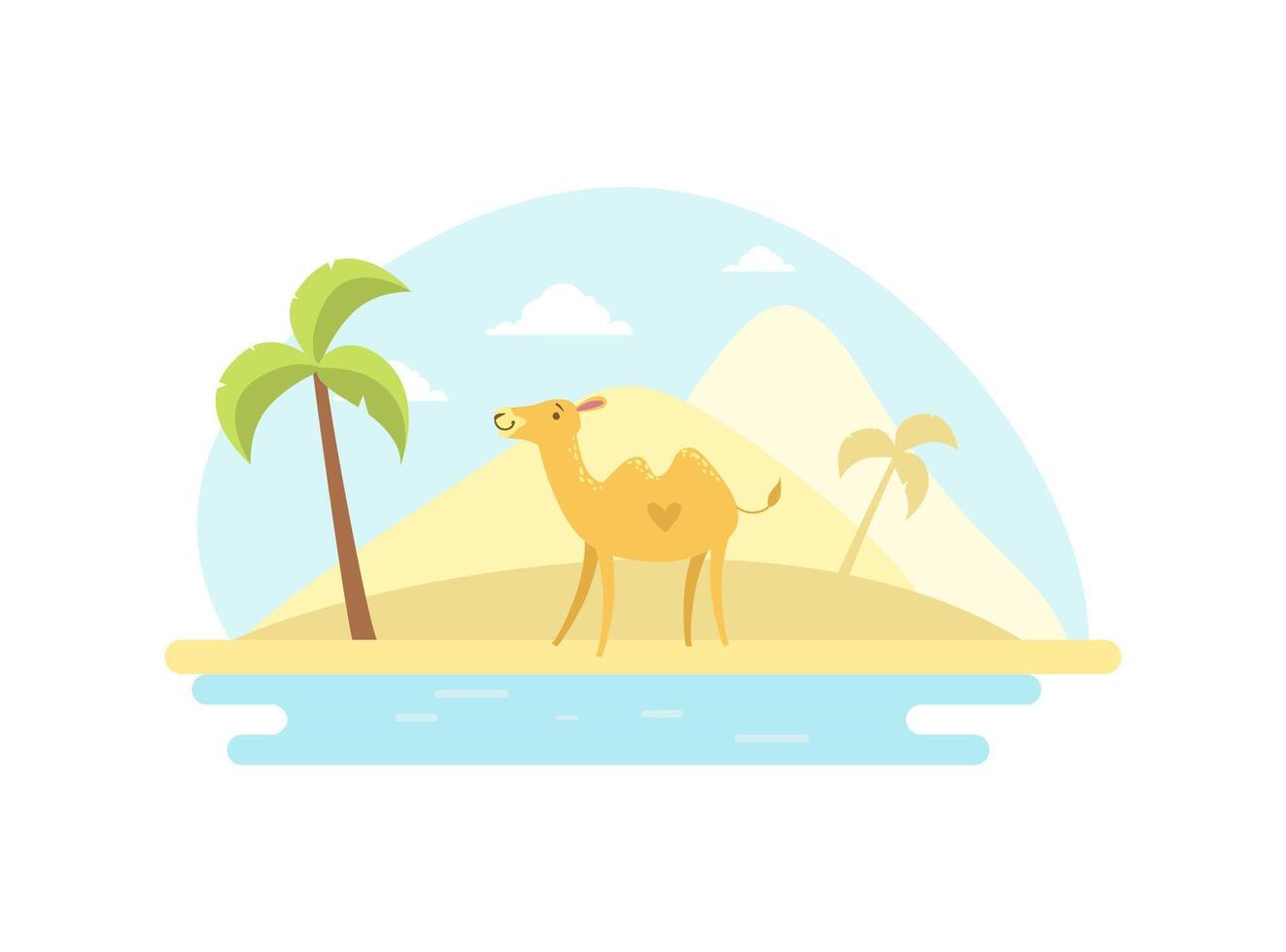 Camel on African Landscape, Tropical Animal in Nature Illustration vector