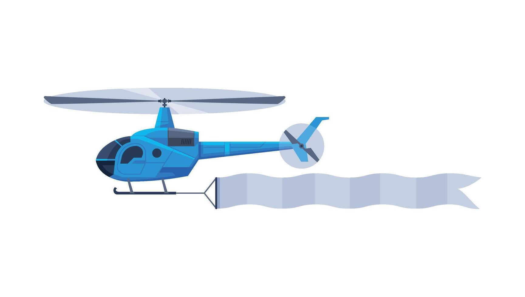 Flying Helicopter with Banner, Modern Air Vehicle with White Ribbon for Advertising Illustration vector