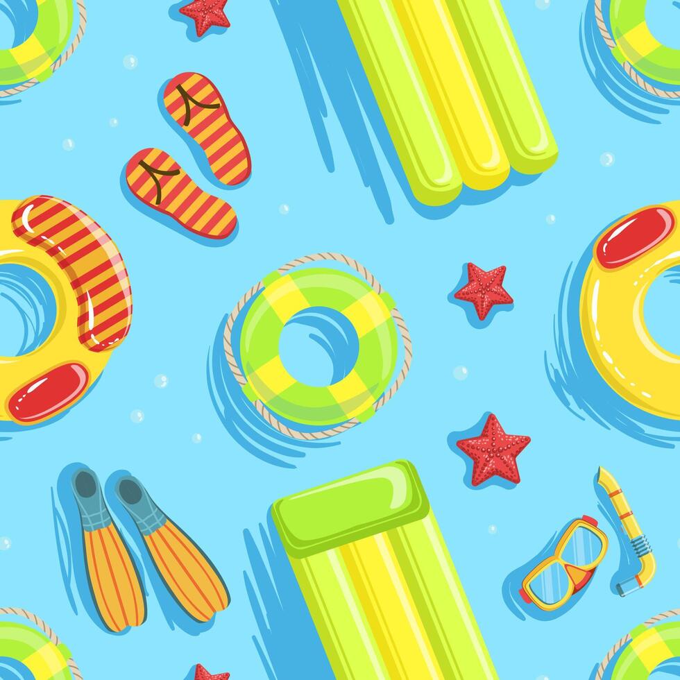 Swimming Pool with Colorful Floats Seamless Pattern, Design Element Can Be Used for Fabric, Wrapping Paper, Website, Wallpaper illustration vector