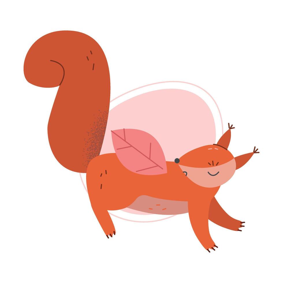 Cartoon Squirrel Jumping Isolated on White Background Illustration vector