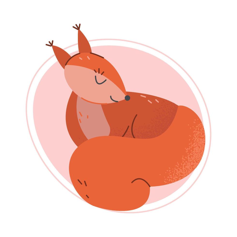 Cartoon Squirrel Resting with Closed Eyes Isolated on White Background Illustration vector