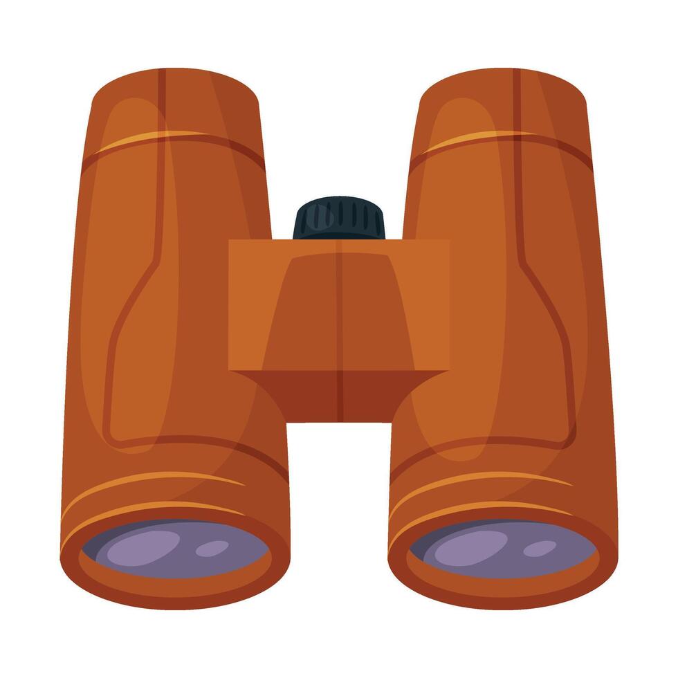 Orange Binoculars Optical Device, Focus, Zoom, Spying, Searching Equipment Illustration vector