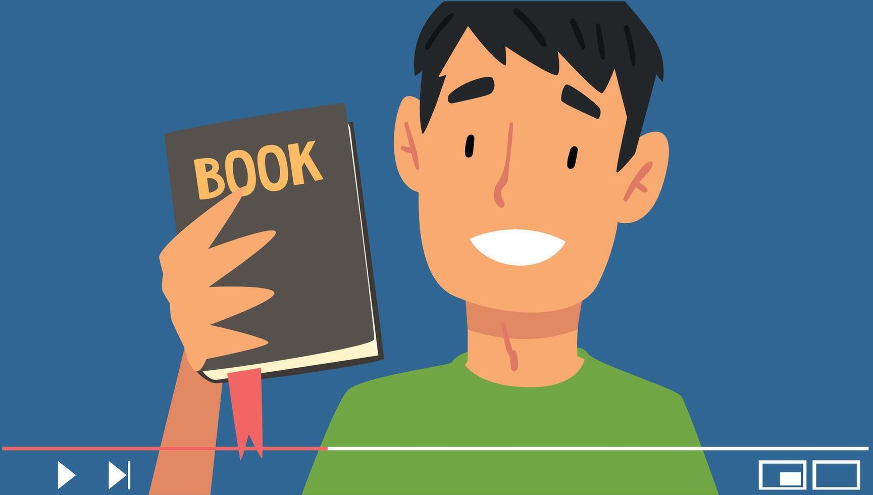 Young Man Blogger Advertising Book to His Followers Illustration vector