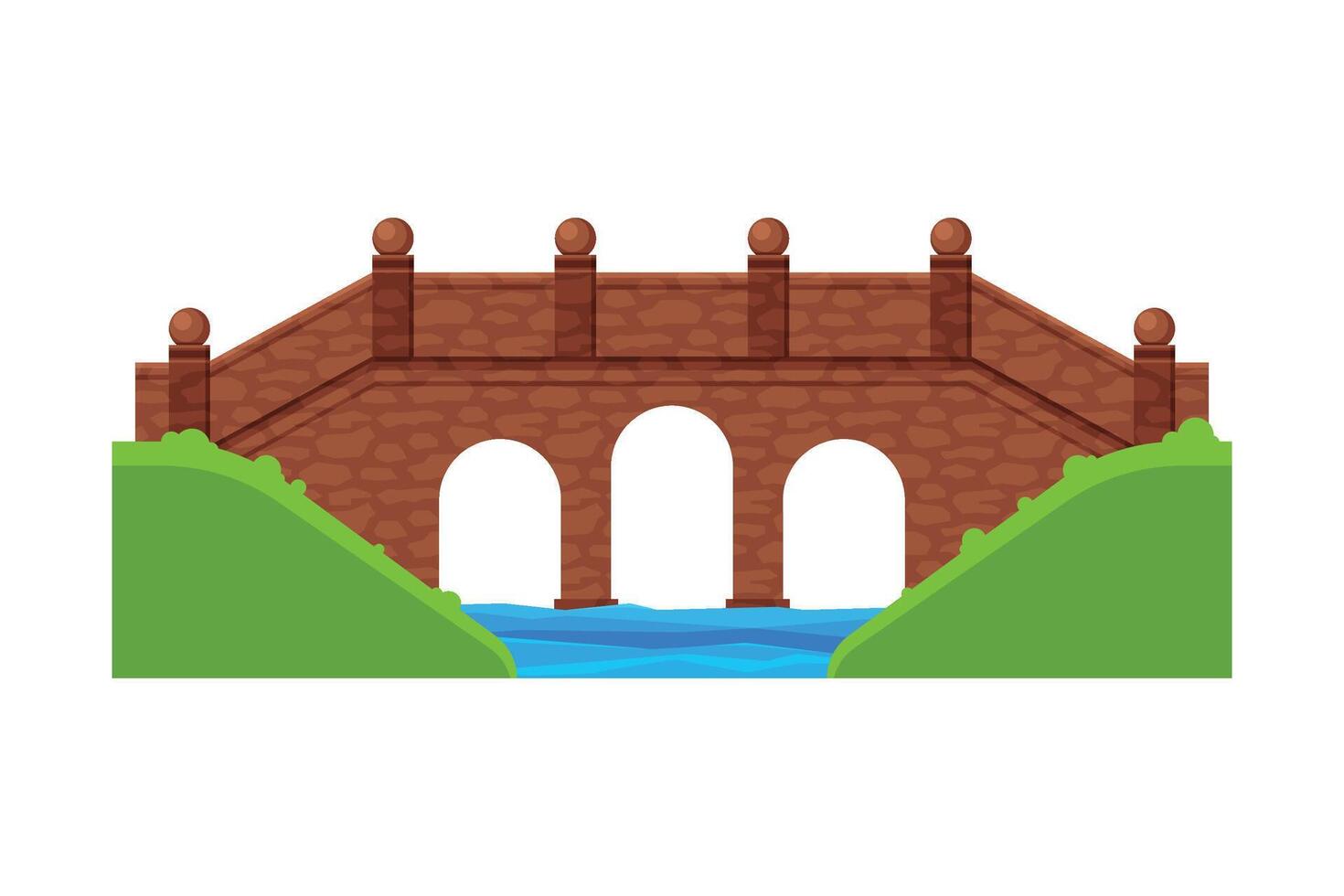 Stone Bridge, Footbridge, Architectural Design Element Flat Illustration vector