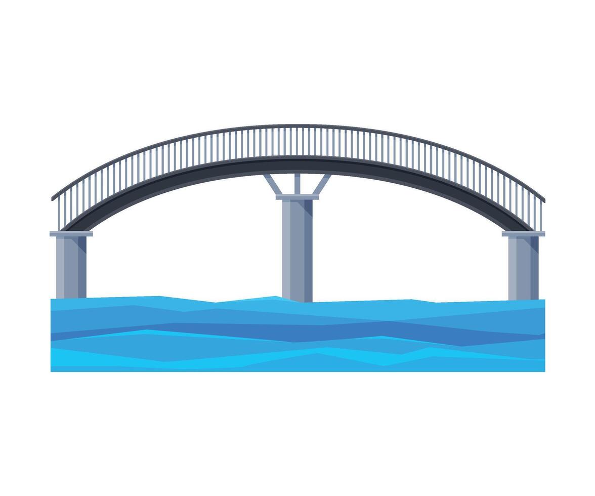 Arched Bridge, City Architectural Design Element, Bridge Construction Flat Illustration vector