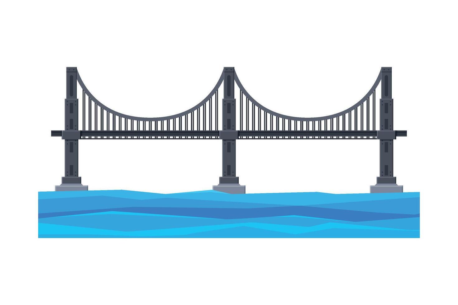 Modern Iron Bridge, City Architectural Design Element, Bridge Construction Flat Illustration vector