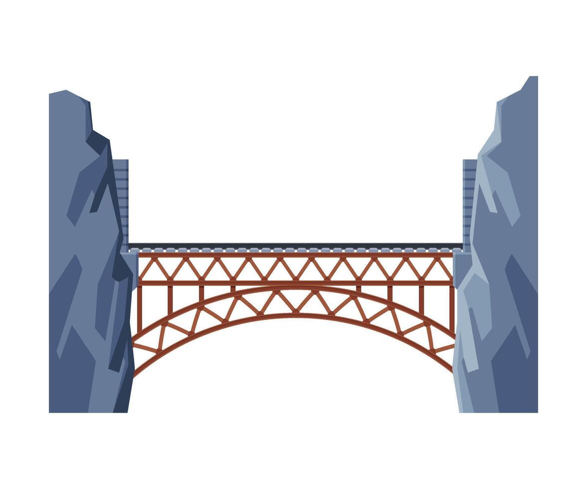 Railroad Bridge, Architectural Design Element, Bridge Construction Flat Illustration vector