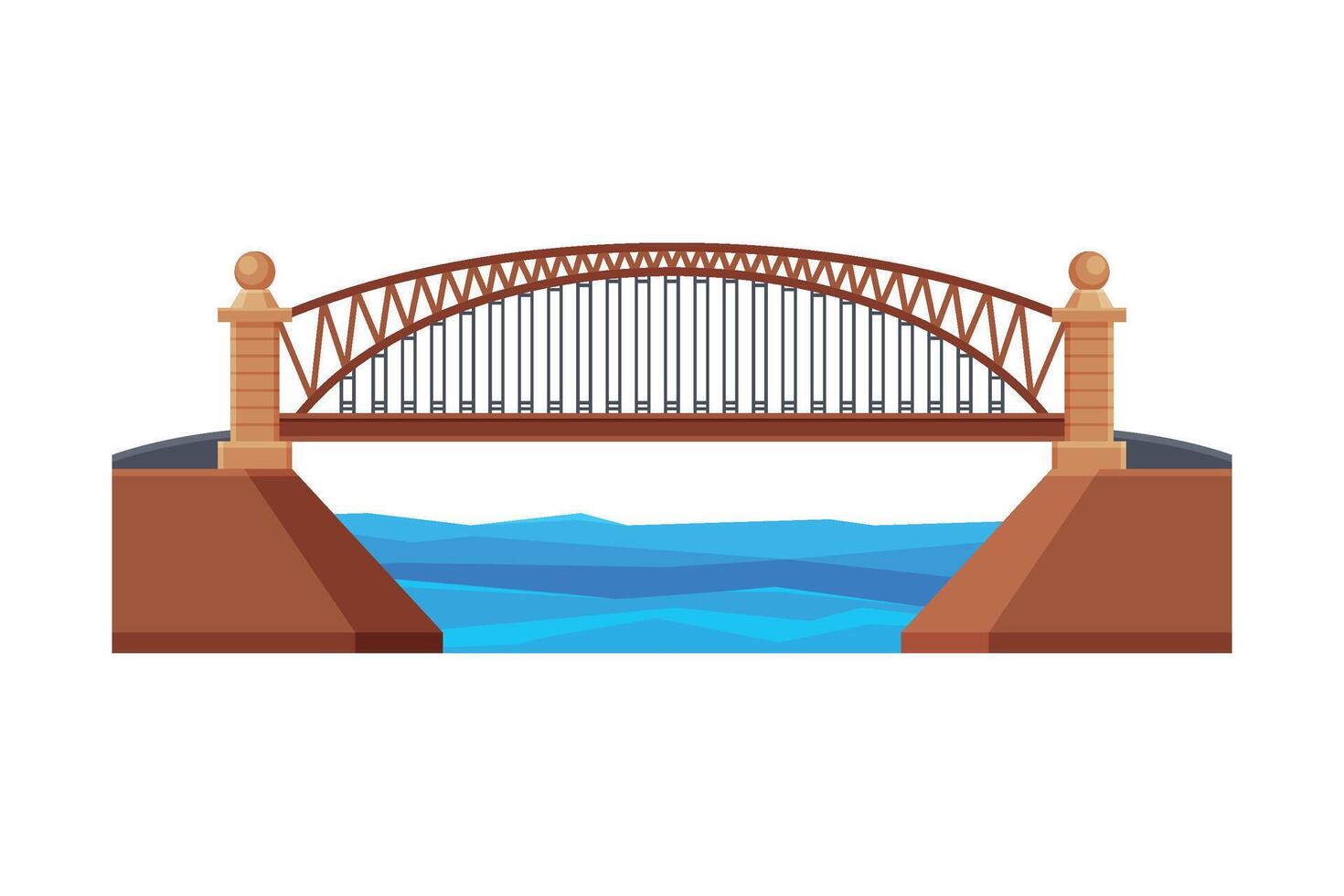 Arched Bridge, Architectural Design Element, Urban Construction Flat Illustration vector