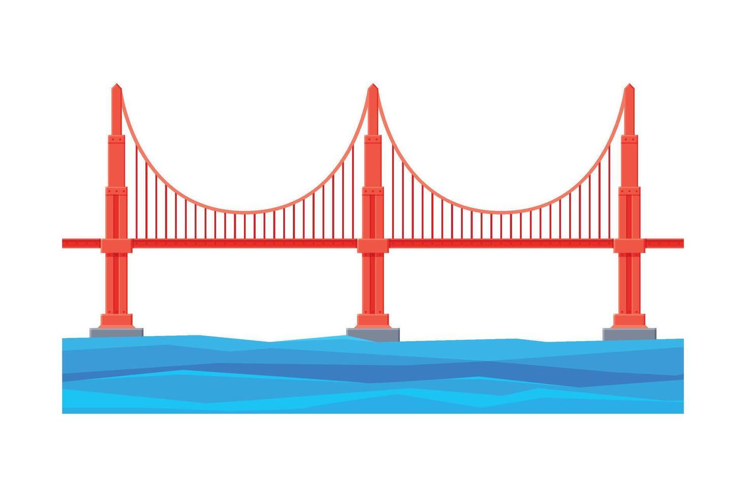 Golden Gate Bridge, Architecture and City Construction Flat Illustration vector