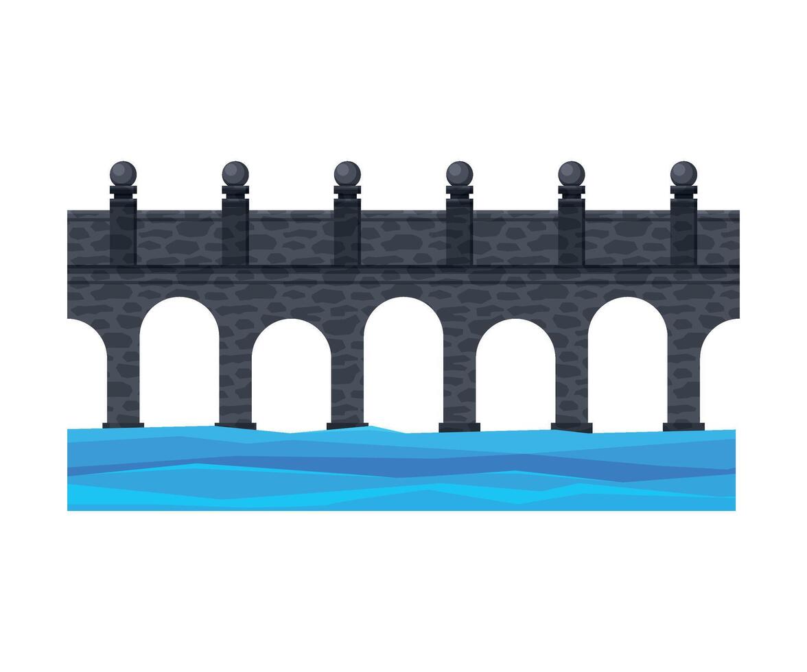 Stone Bridge, City Architectural Design Element Flat Illustration vector