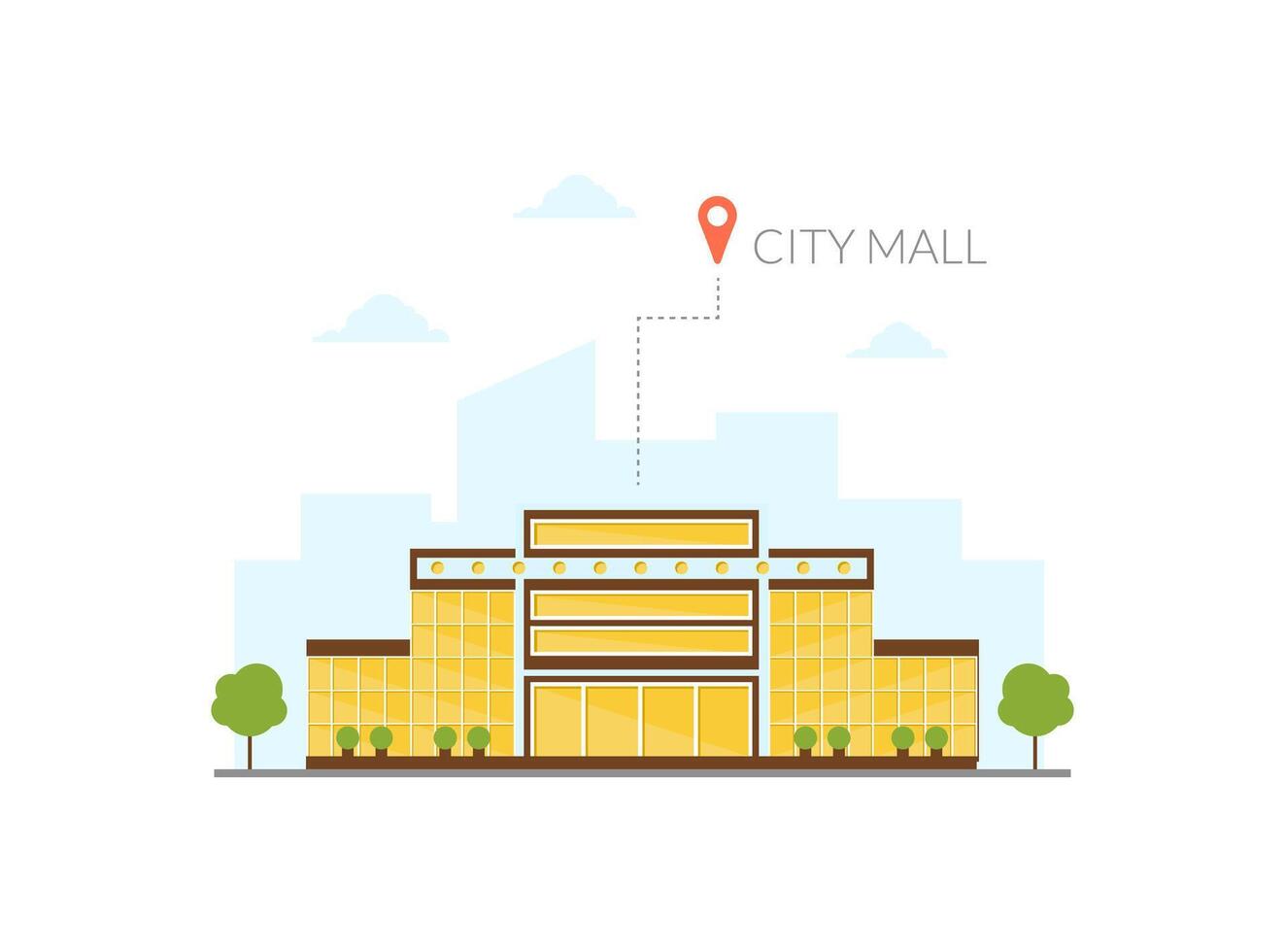 City Mall Building, Modern Cityscape Design Element Illustration vector