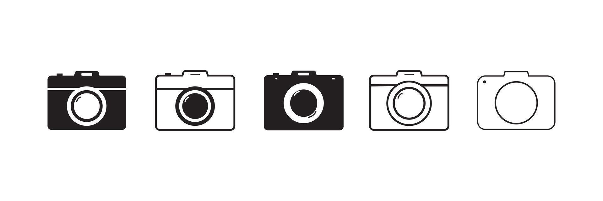 Camera icon set. photo camera in flat style symbol. photography camera line art signs, vector