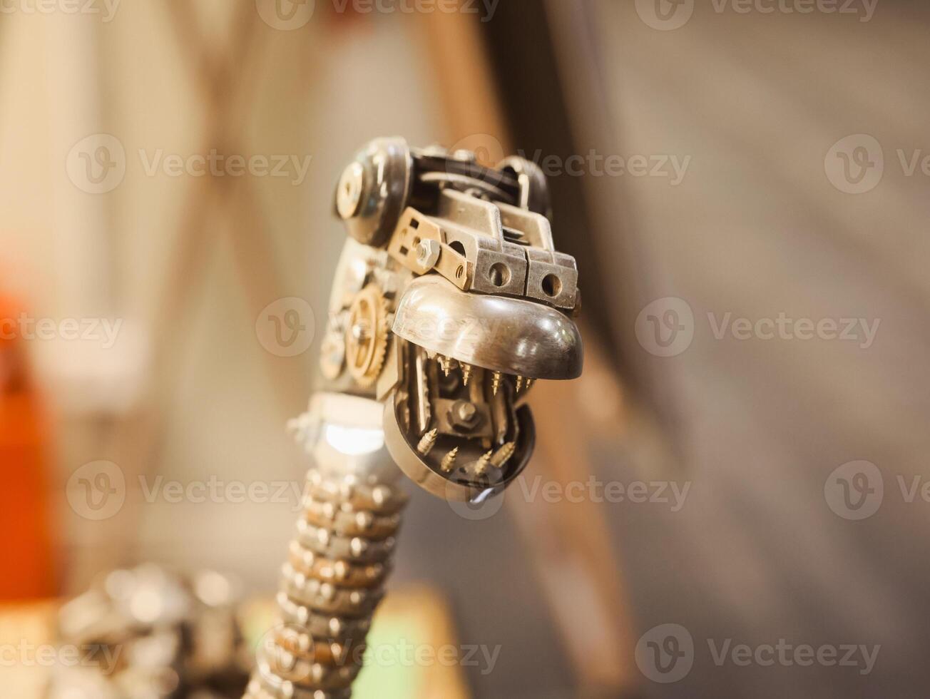 An Innovative and Striking Metal Sculpture that Depicts a Fascinating Robotic Snake photo
