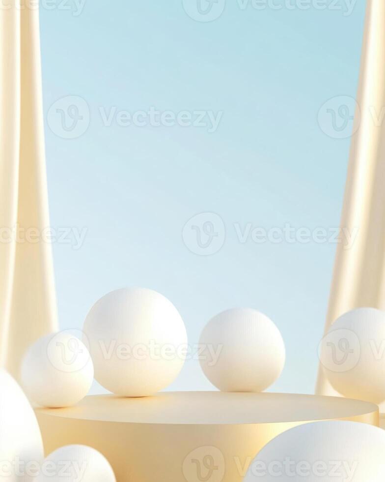 Abstract White Podium with Spheres photo