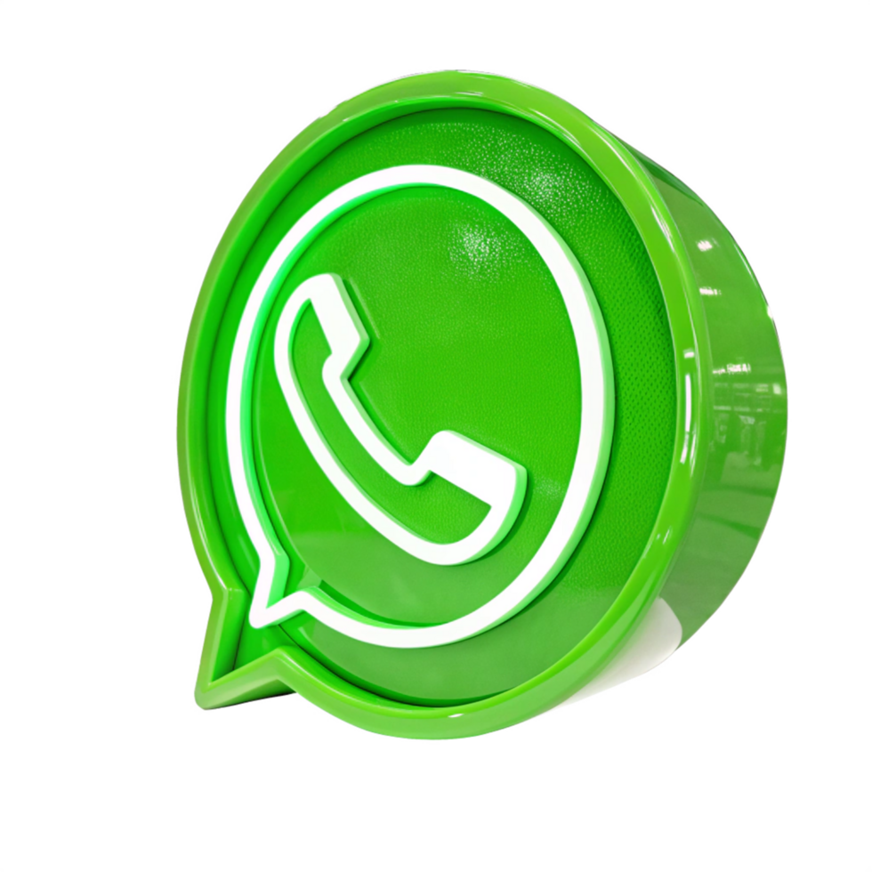 3D WhatsApp Logo Render Green Speech Bubble Icon with White Phone png
