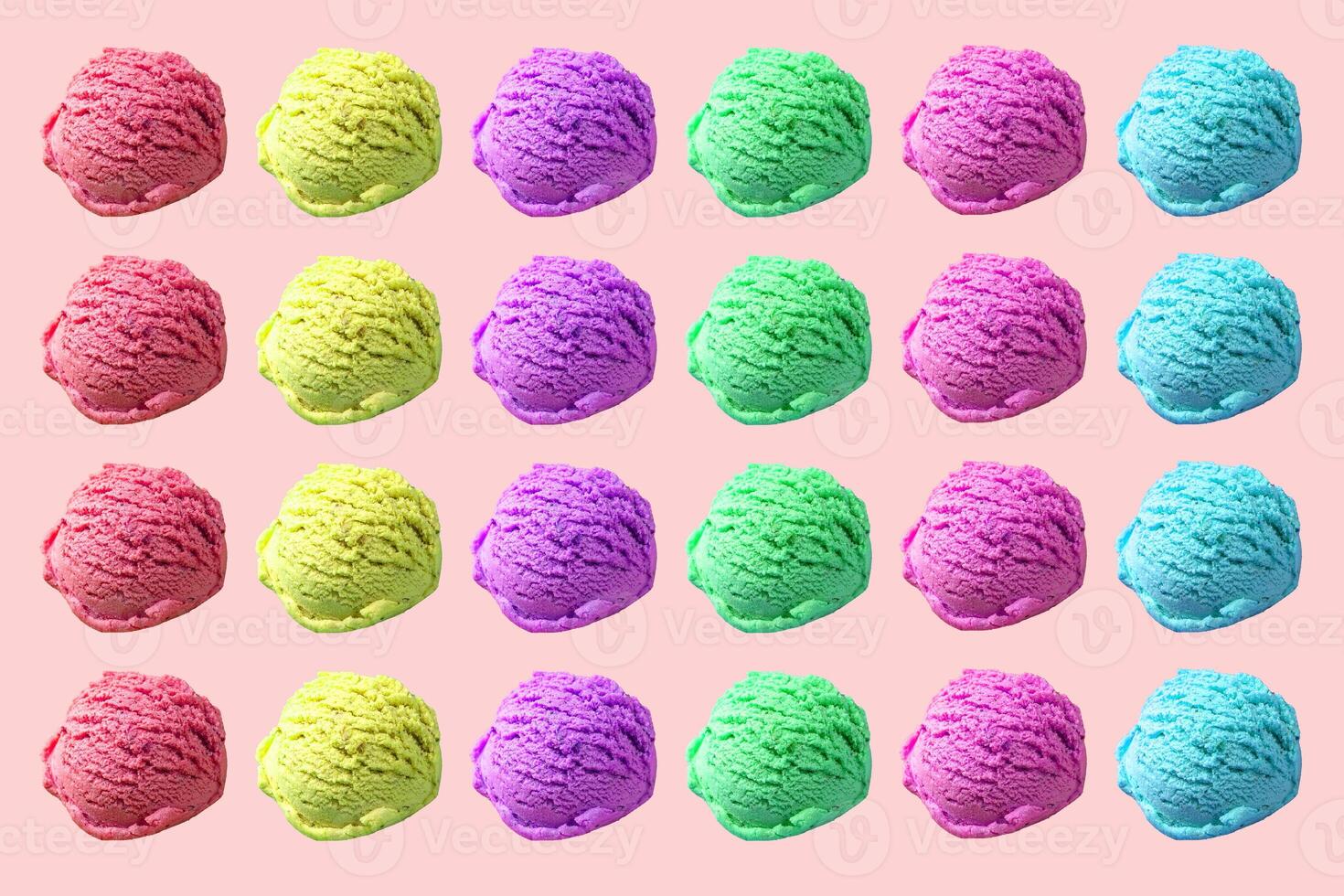Ice cream ball pattern isolated on color background photo