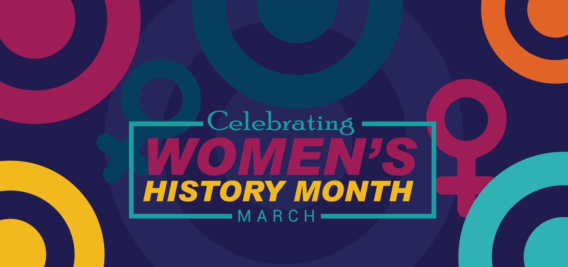 Celebrate Womens History Month in March womens contribution to history banner Backgrouns abstrat vector