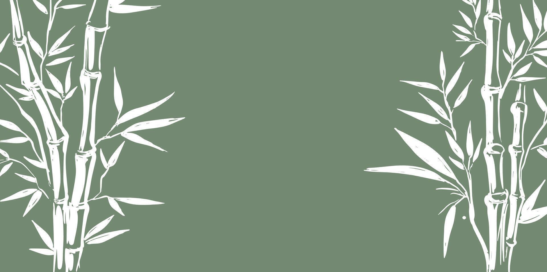 Bamboo tree frame, Hand drawn style vector