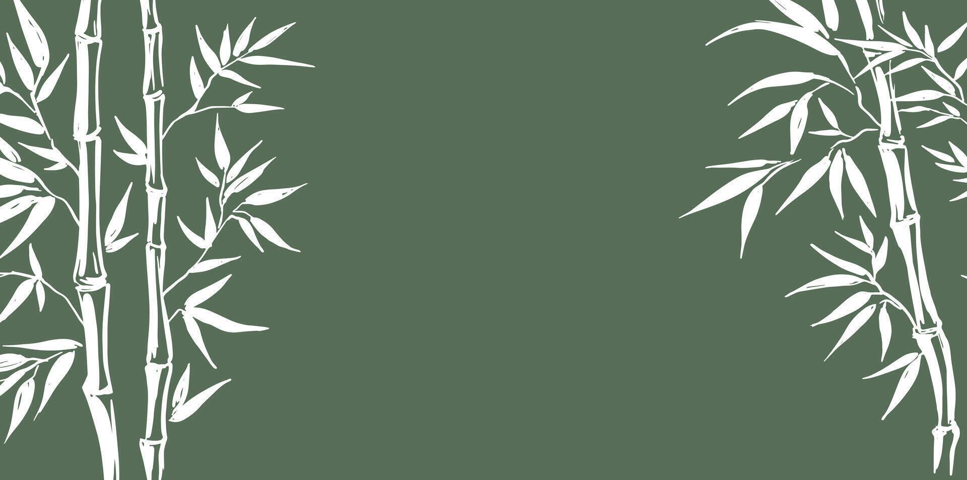 Bamboo tree frame, Chinese culture, Hand drawn style. vector